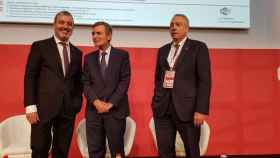 De izquierda a derecha, Jaume Collboni, Pedro Saura y Pere Navarro en el Barcelona Meeting Point / CG