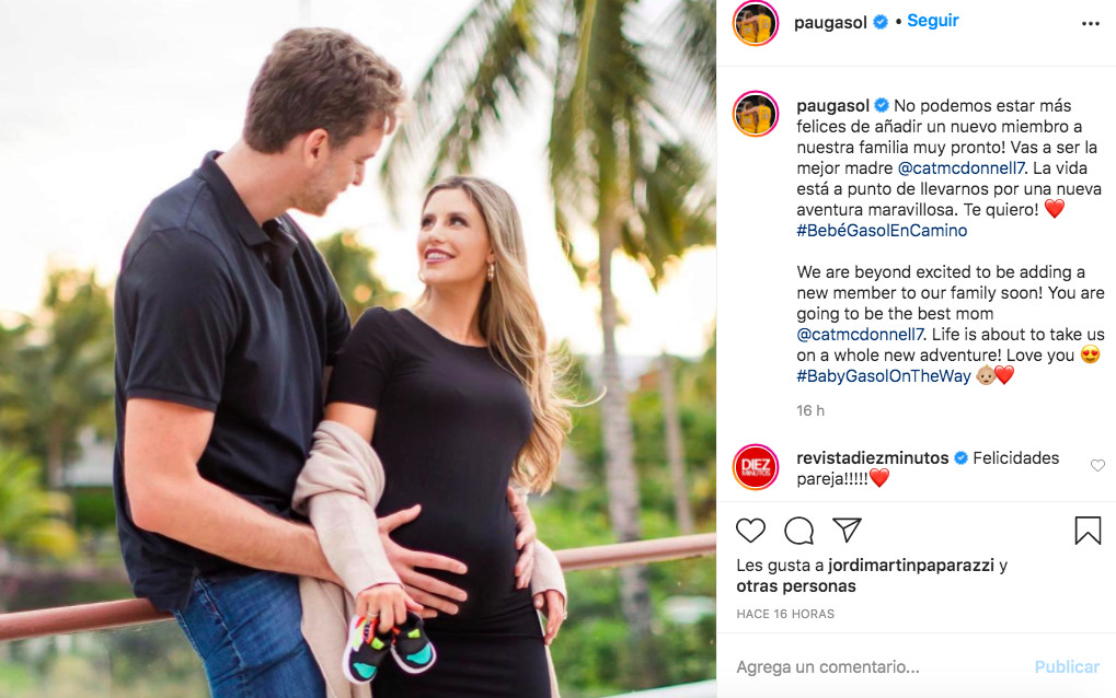 Pau Gasol anuncia que está esperando su primer hijo con su mujer, Catherine McDonnell / INSTAGRAM