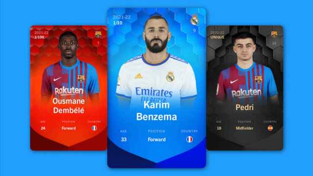 Tarjetas NFT con jugadores del Real Madrid y FC Barcelona