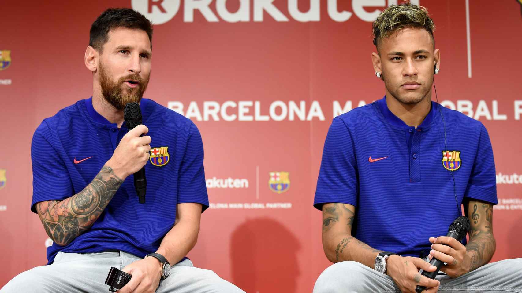 Leo Messi y Neymar, en un acto con el Barça / EFE
