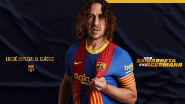 Carles Puyol presentando la nueva camiseta del Barça / FC Barcelona