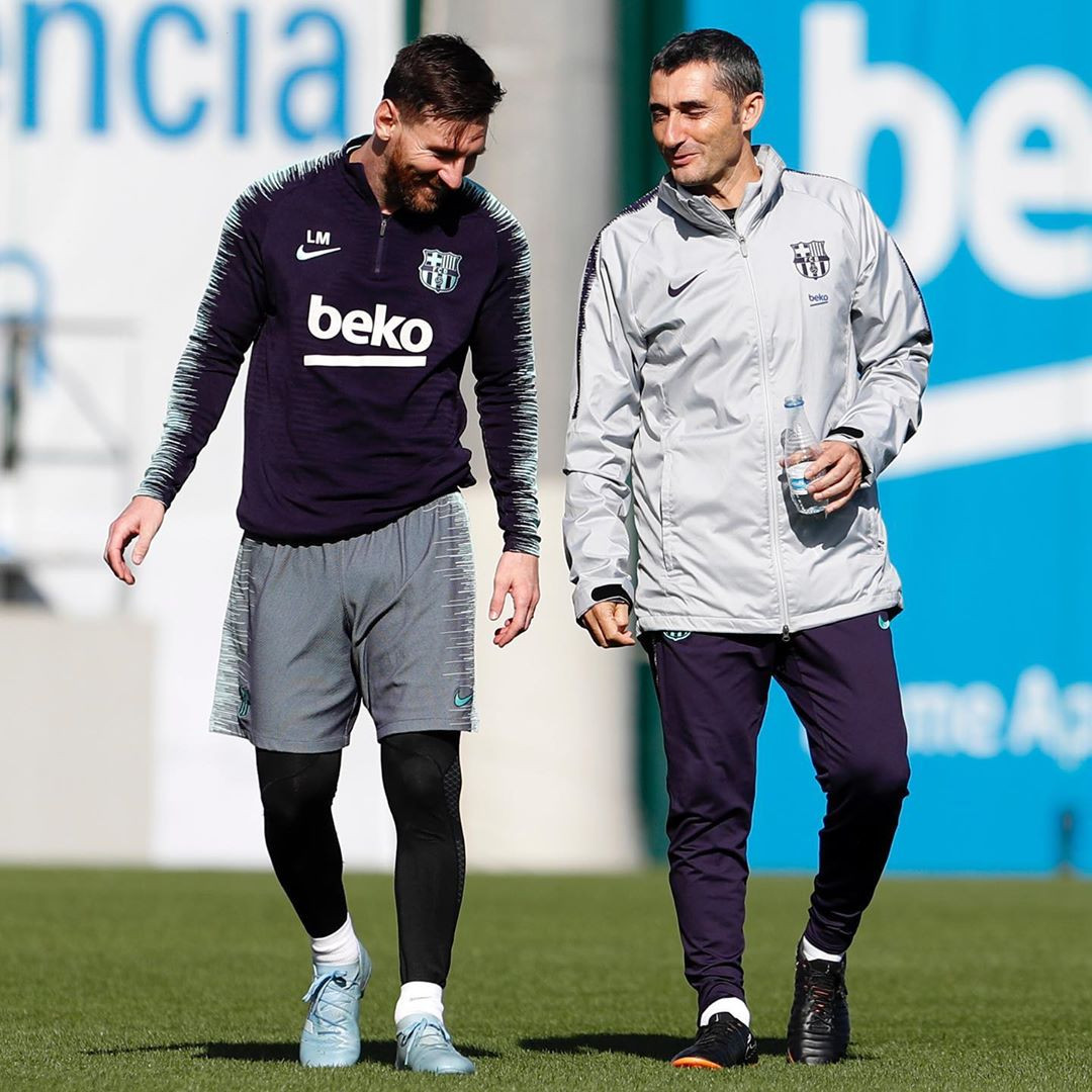 Messi, junto a Valverde en un entrenamiento | REDES