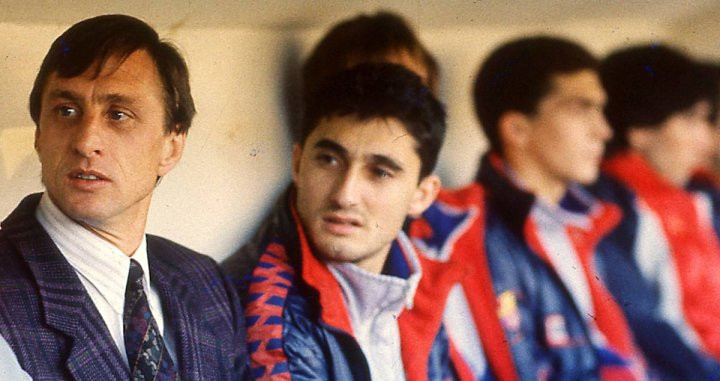 Cruyff y Valverde coincidieron en el banquillo del Barça / ARCHIVO