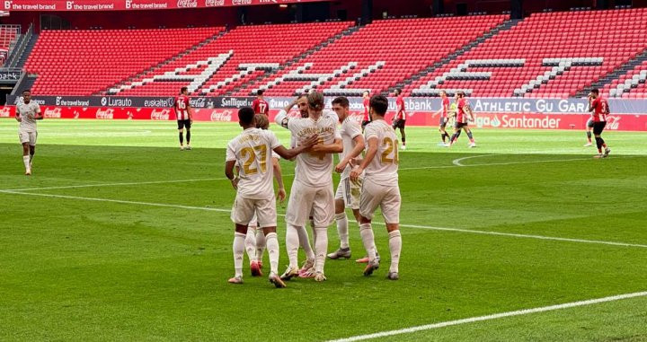 Los jugadores del Real Madrid, celebrando su gol ante el Athletic | RM