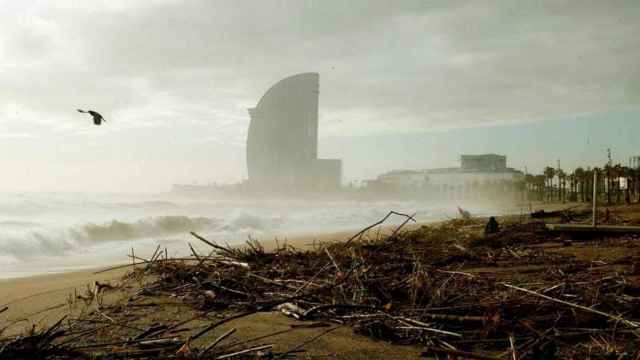 La playa de Barcelona tras el paso del temporal Gloria / EFE