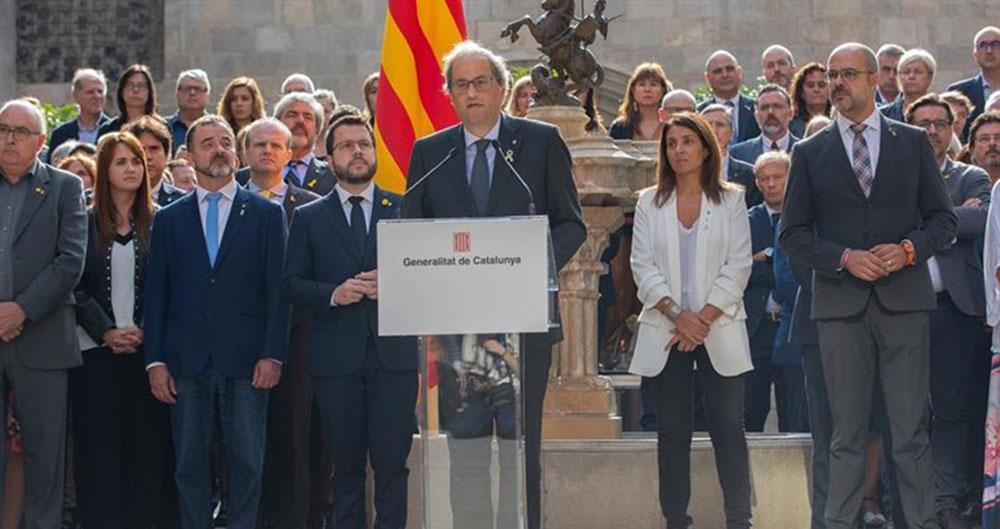 Quim Torra, presidente de la Generalitat, en el acto institucional en recuerdo del 1-O / EUROPA PRESS
