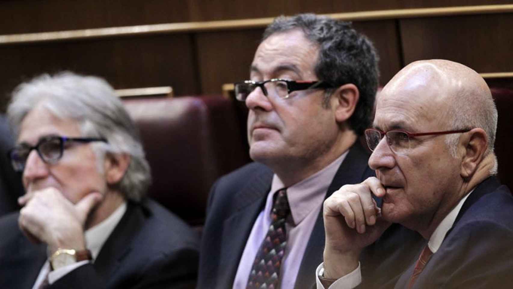 Josep Sánchez-Llibre, Pere Macias y Josep Duran Lleida (de izquierda a derecha), en el Congreso.