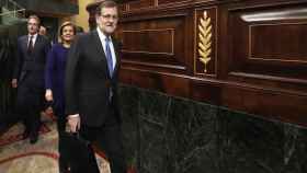 El presidente del Gobierno, Mariano Rajoy, a su llegada a la sesión de control en el Congreso del miércoles / EFE
