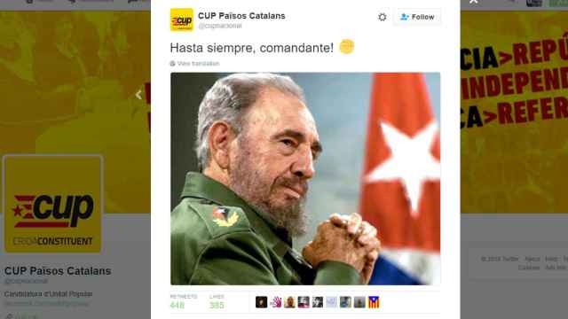 La CUP ha enviado un mensaje de condolencias por la muerte de Fidel Castro