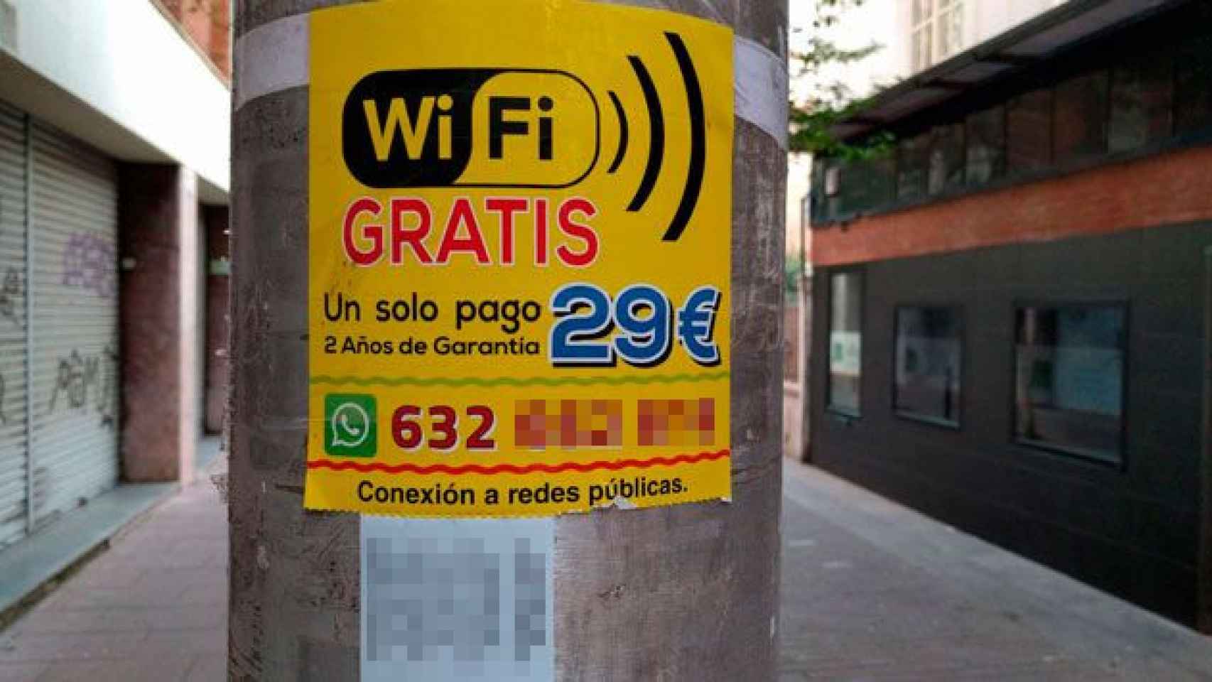 Cartel que ofrece el wifi público gratis en Barcelona / CG