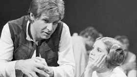 Harrison Ford y Carrie Fisher durante el rodaje de 'Star Wars'