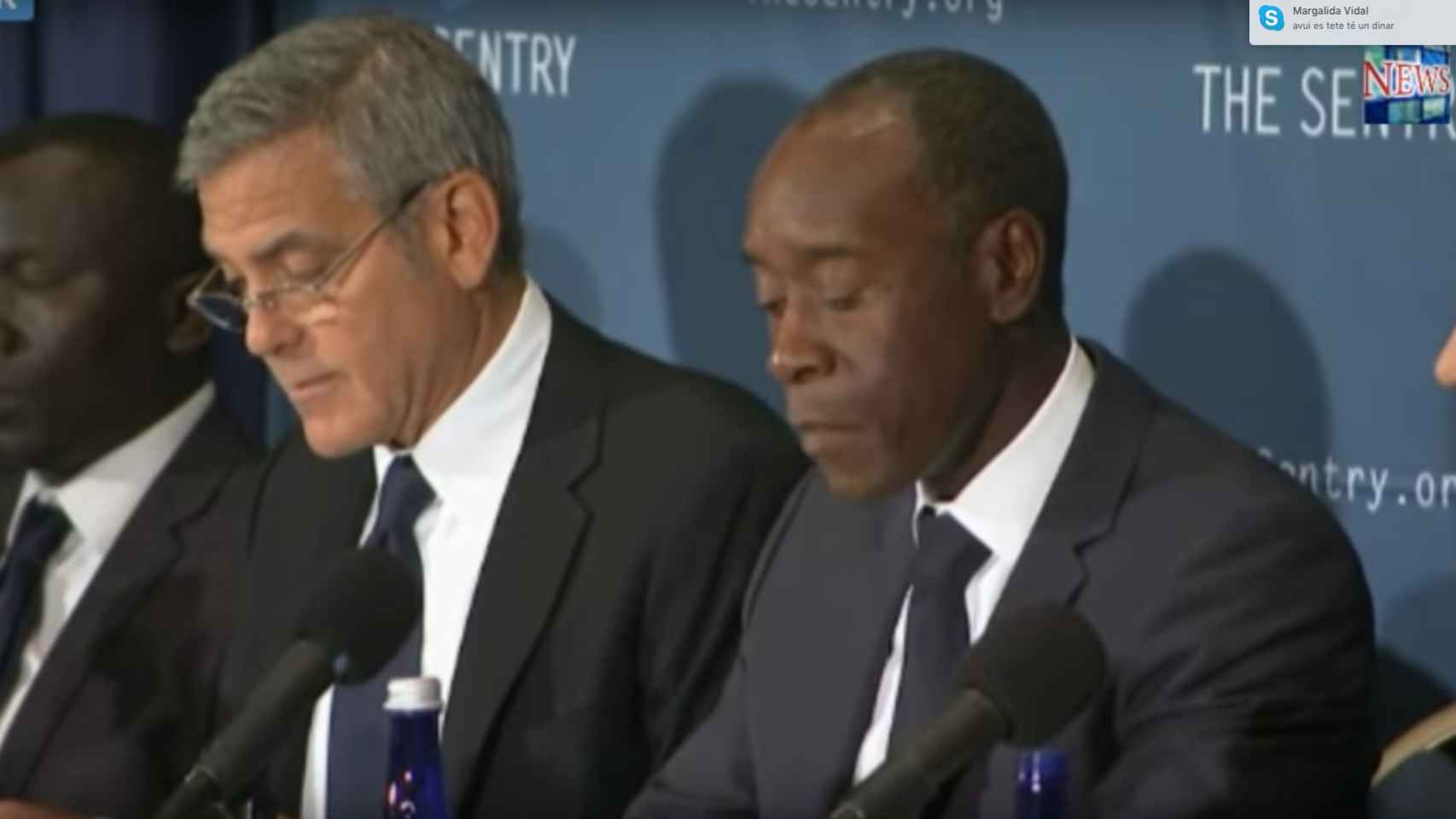 Los actores George Clooney y Don Cheadle, durante la presentación del informe sobre Sudán del Sur ‘War Crimes Shouldn’t Pay’ | CG