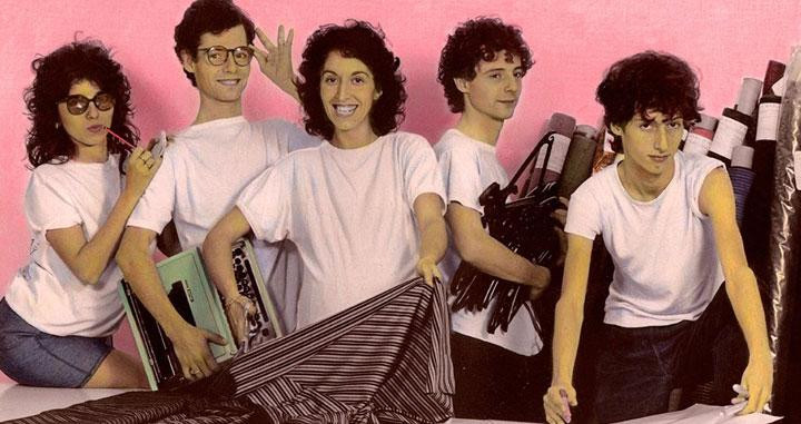 Los hermanos Errando Mariscal en un cartel de Tráfico de Modas de los 80