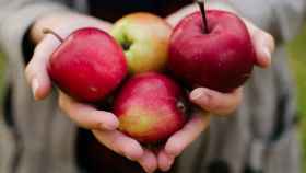 Una chica sujetando saludables manzanas / Aaron Blanco en UNSPLASH