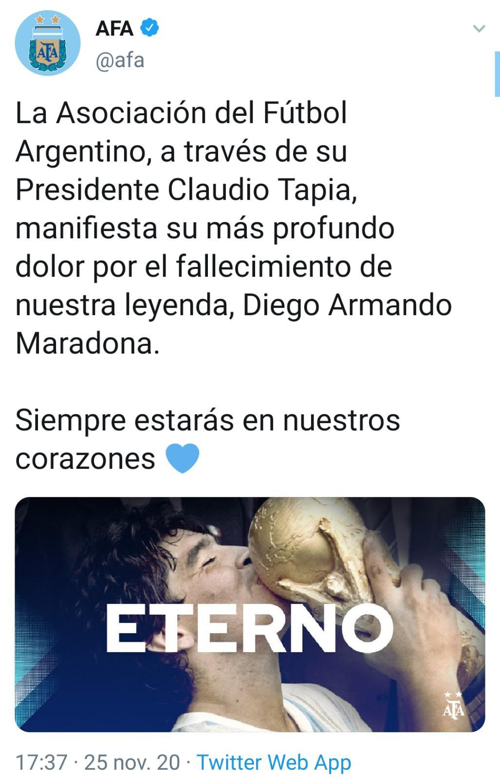 La AFA despide a Maradona