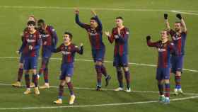 Los jugadores del Barça celebrando un gol de la tanda de penaltis / FC Barcelona
