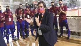 Xavier Barbany en un desplazamiento del hockey / FC Barcelona