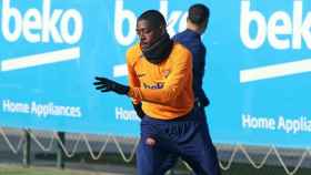 Ousmane Dembelé, en un entrenamiento del Barça / FCB
