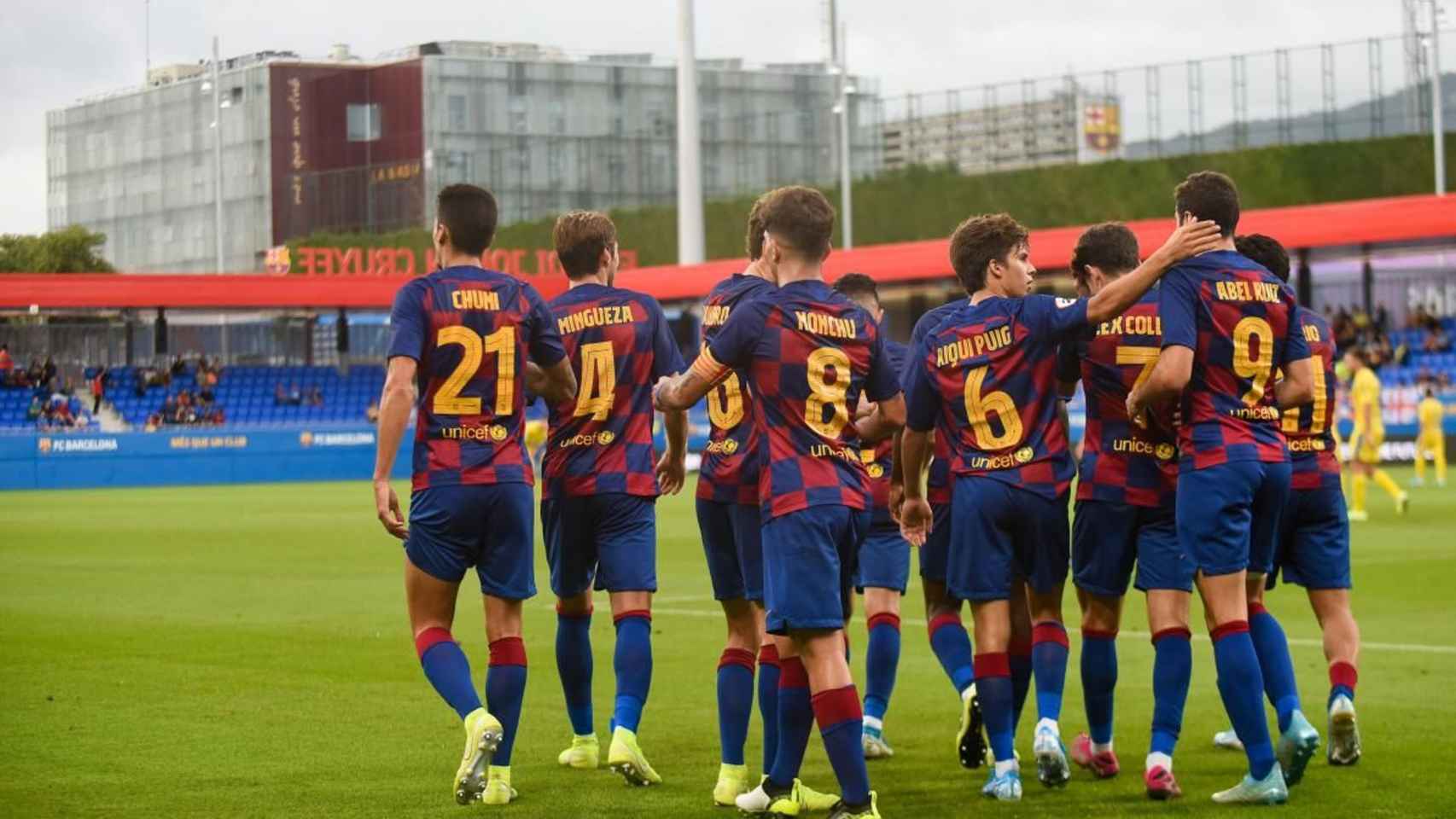 El filial del FC Barcelona celebrando un gol contra el Orihuela / FC Barcelona