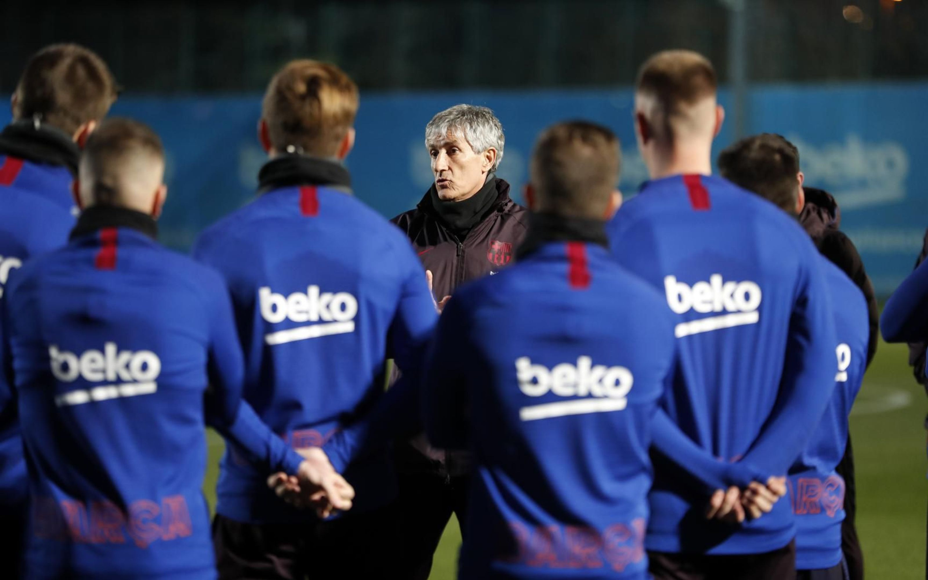 Quique Setién en su segundo entrenamiento en Can Barça / FC Barcelona