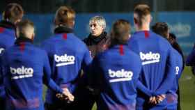 Quique Setién en su segundo entrenamiento en Can Barça / FC Barcelona