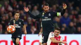 Sergio Ramos en una acción contra el Ajax de este miércoles / EFE