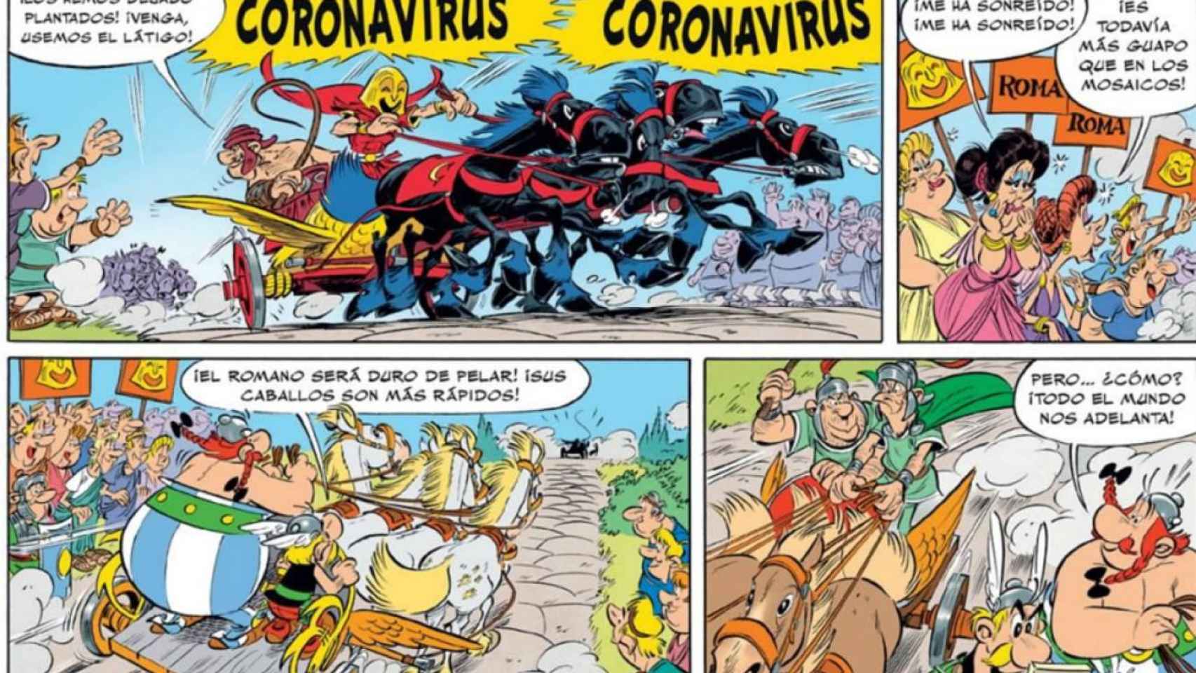Viñeta del cómic 'Astérix en Italia' en la que aparece el villano 'Coronavirus' / TWITTER