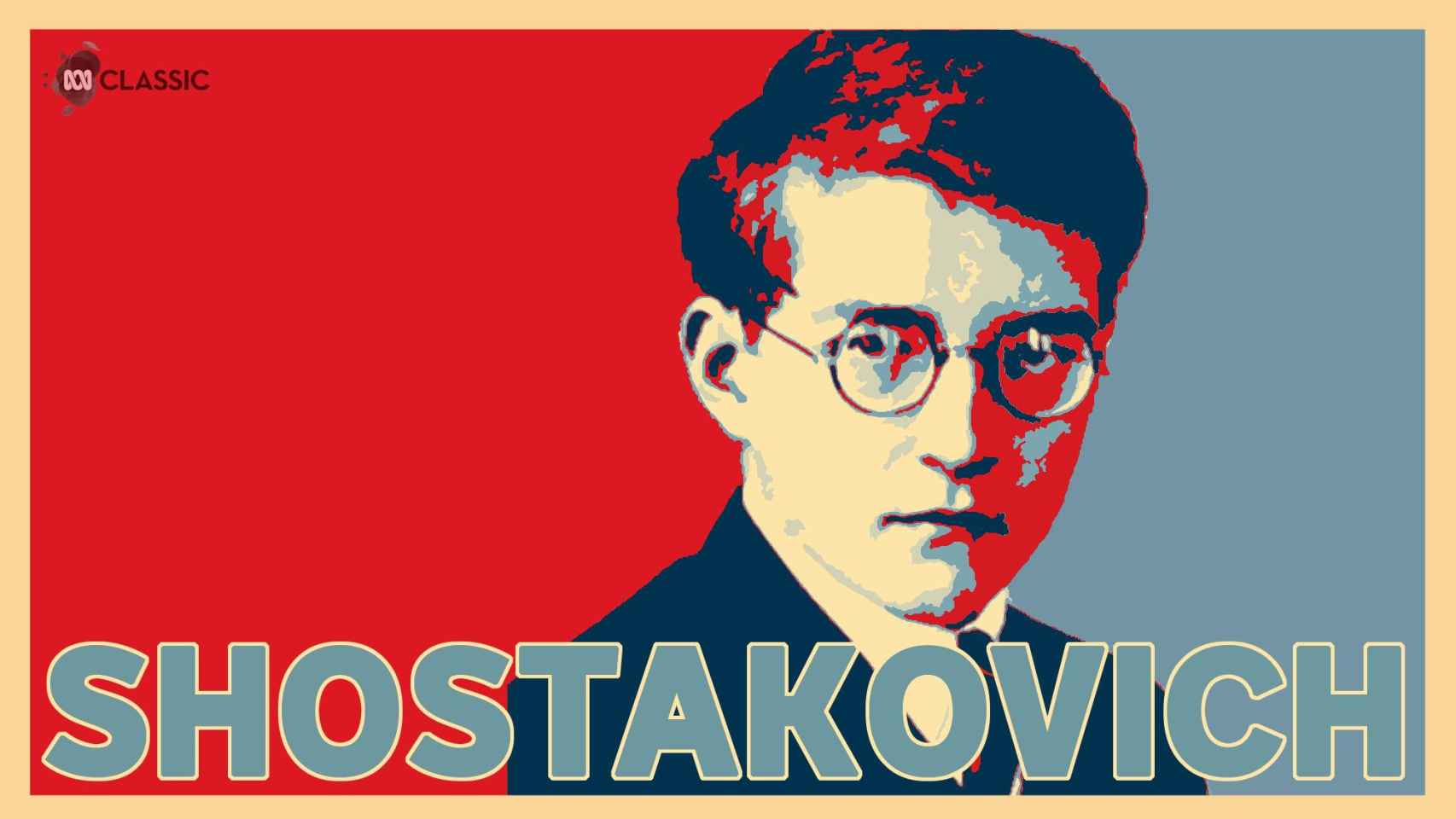 Cartel promocional de un programa de radio dedicado a Shostakovich (ABC Classics)