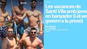 Imagen de la noticia de Santi Vila publicada por 'El Nacional', con fotos del político, que el Observatorio contra la Homofobia ha criticado / CG