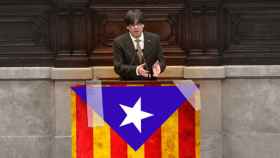 Carles Puigdemont en el Parlamento catalán / FOTOMONTAJE DE CG