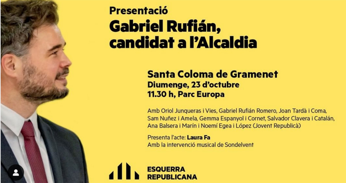 Acto de presentación de Gabriel Rufián como alcaldable por Santa Coloma de Gramenet
