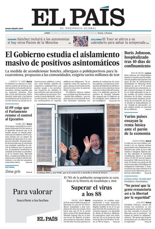 Portada de 'El País'