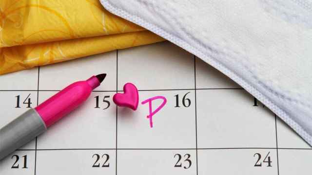 Imagen de un calendario con los cálculos de la duración del periodo de la menstruación