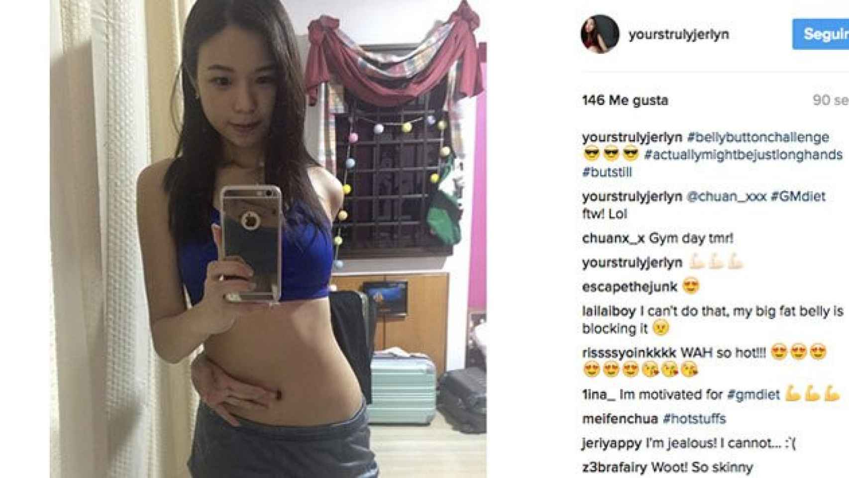 El 'Belly Button Challenge' es la última tendencia de delgadez extrema en redes sociales como Instagram / CG