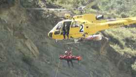 Un helicóptero de los Bomberos de la Generalitat, en unos ejercicios de salvamento.