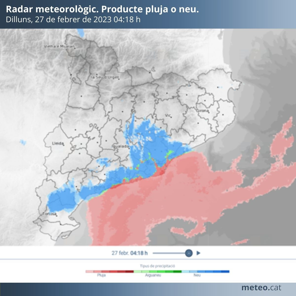 Precipitaciones en forma de nieve o lluvia en el sector central del litoral y prelitoral / METEOCAT