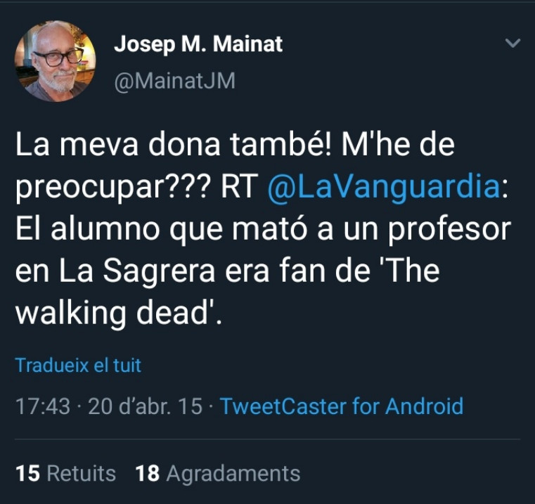 Comentario de Josep Maria Mainat en Twitter / TWITTER