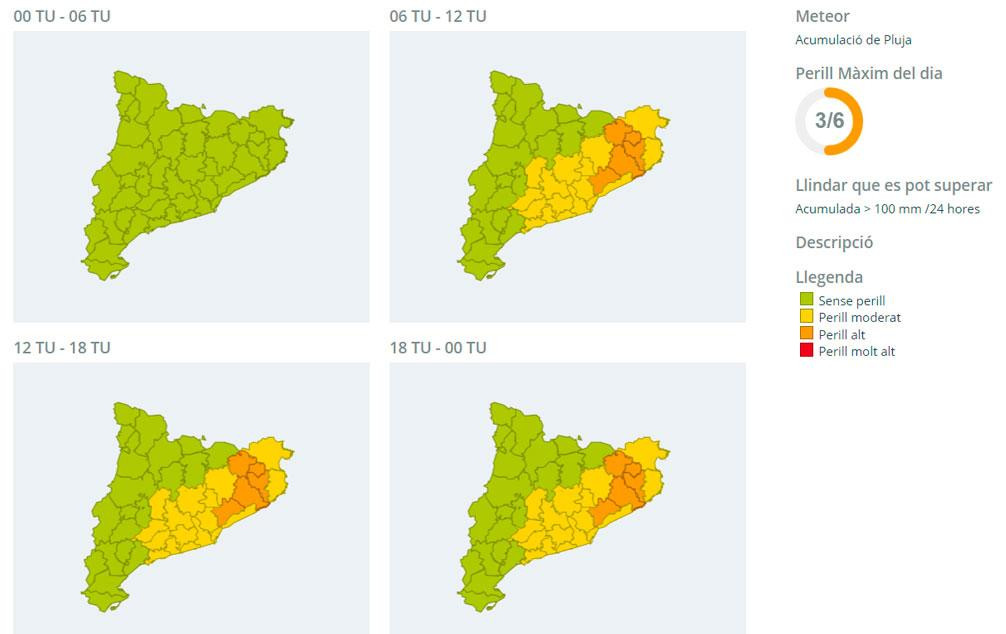 Evolución de la alerta por lluvia en Cataluña / METEOCAT