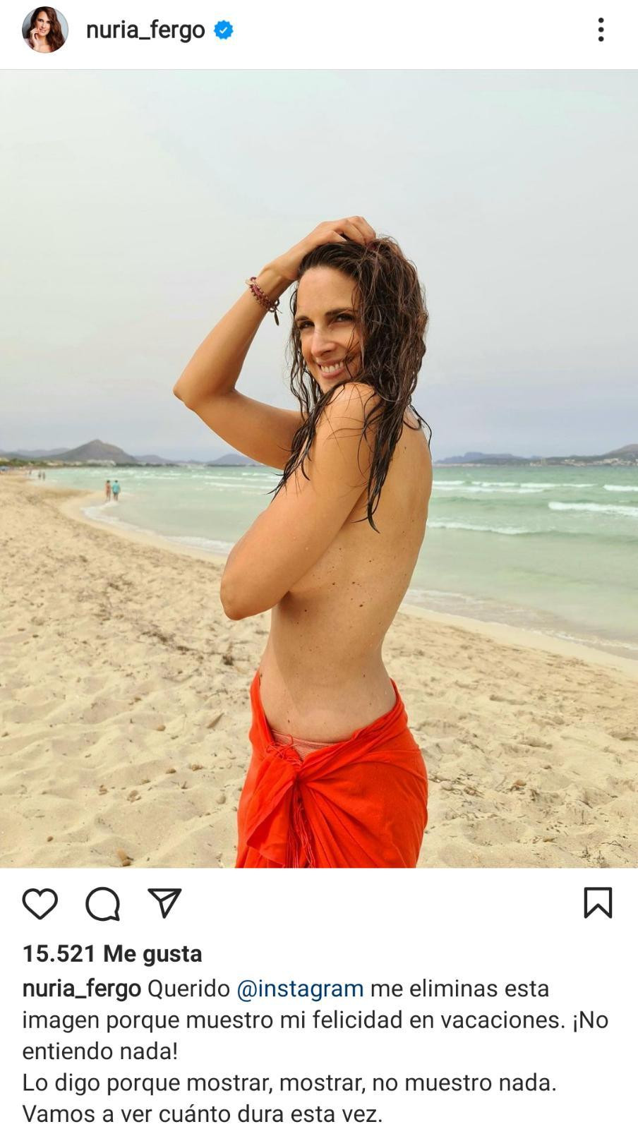 Nuria Fergó hace topless en la playa / INSTAGRAM