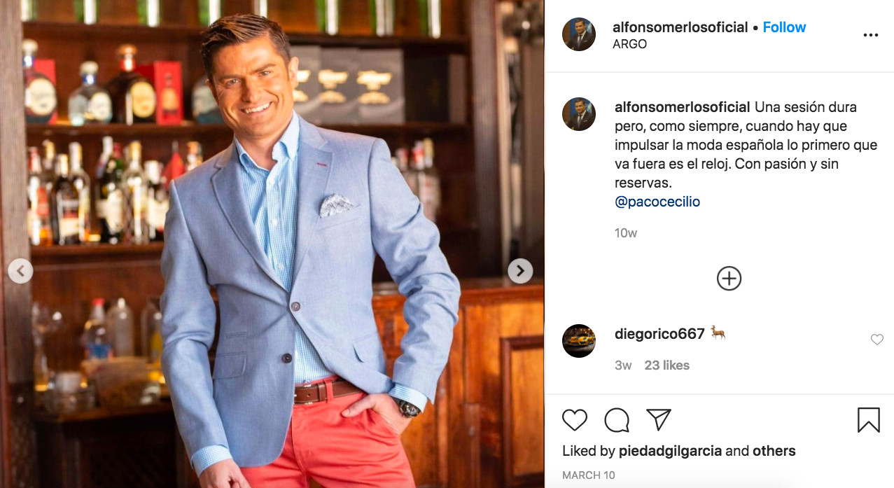 La última fotografía de Alfonso Merlos en Instagram, donde aparece ejerciendo de modelo / INSTAGRAM