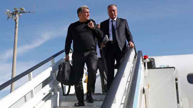 Laporta con Yuste en el viaje del Barça a Madrid / FC Barcelona