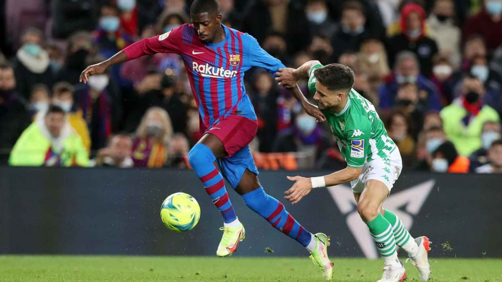 Dembelé, en el partido de Liga de esta temporada entre el Barça y el Betis / FCB