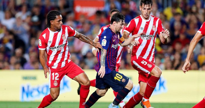 Una foto de Messi durante el partido frente al Girona / EFE