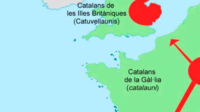 Mapa sobre las migraciones de 'tribus catalanas' hacia las islas británicas  / INSTITUT NOVA HISTÒRIA