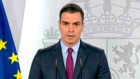 Pedro Sánchez, presidente del Gobierno, en la rueda de prensa sobre el plan de desescalada / EP