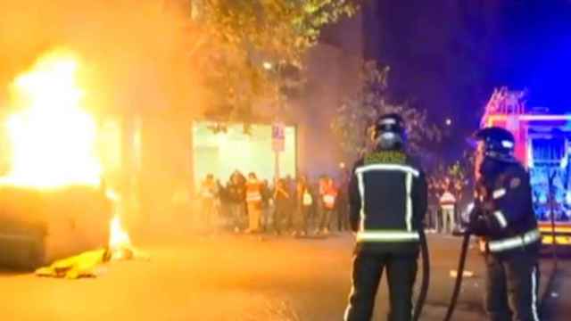 Disturbios en las protestas independentistas en Barcelona. Antorchas