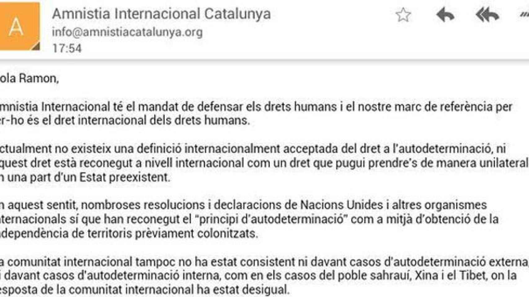 Amnistía Internacional Cataluña rechaza apoyar el referéndum secesionista que promueve Artur Mas