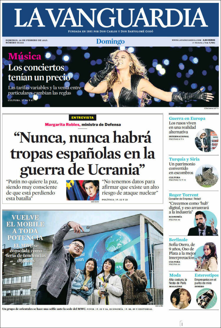 Portada de 'La Vanguardia' de 26 de febrero / KIOSKO.NET