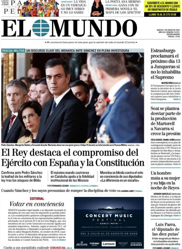 Portada diario El Mundo 7 de enero