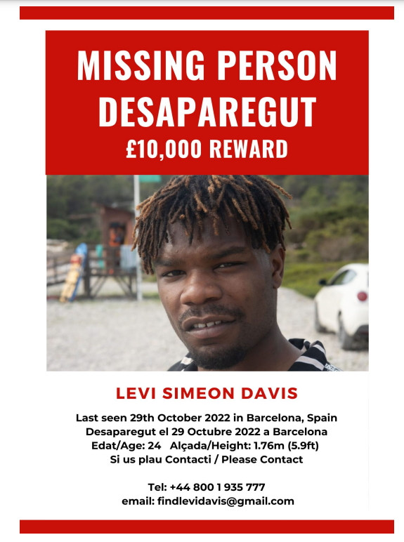 Cartel de recompensa del desaparecido Levi Simeon Davis / CEDIDA